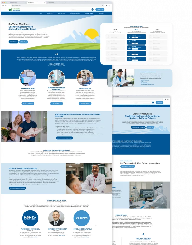 Redesigned interface of SacValley MedShare website, highlighting its streamlined user experience and modern visual appeal.