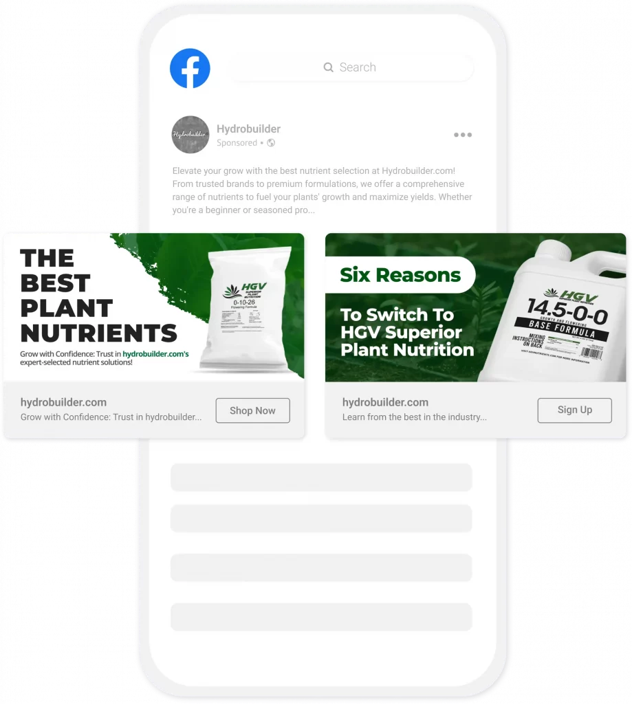 HydroBuilder’s nutrient ads to drive leads and conversions.